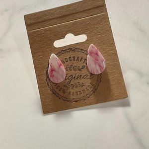 Handmade Pink Marble Teardrop Earrings